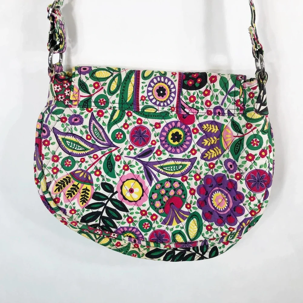 Vera‎ Bradley Viva la Vera Bag Crossbody Strap Purple Green Floral Flap Bag